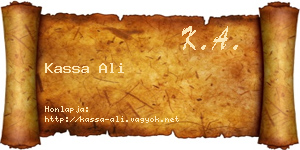 Kassa Ali névjegykártya